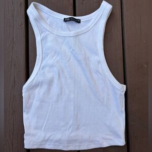 Zara White Ribbed Tank Top